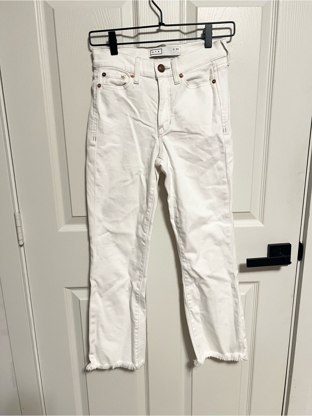 AYR Women's The bomb Pop Straight Leg Ankle White Denim Jeans Pant Sz 25 - Picture 10 of 10